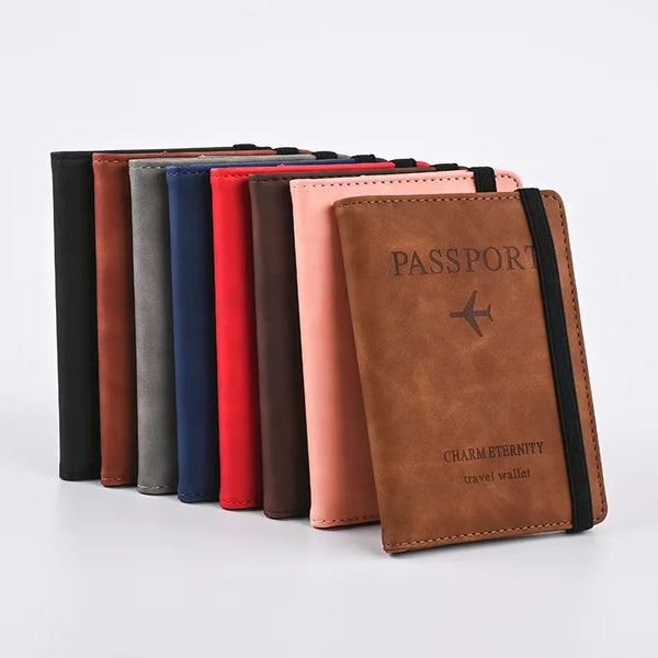 Passport Holder Multi-Function PU Leather Wallet Case